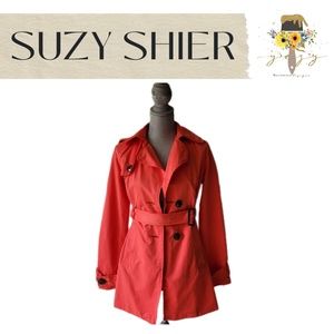 SUZY SHIER Orange Trench Coat XS